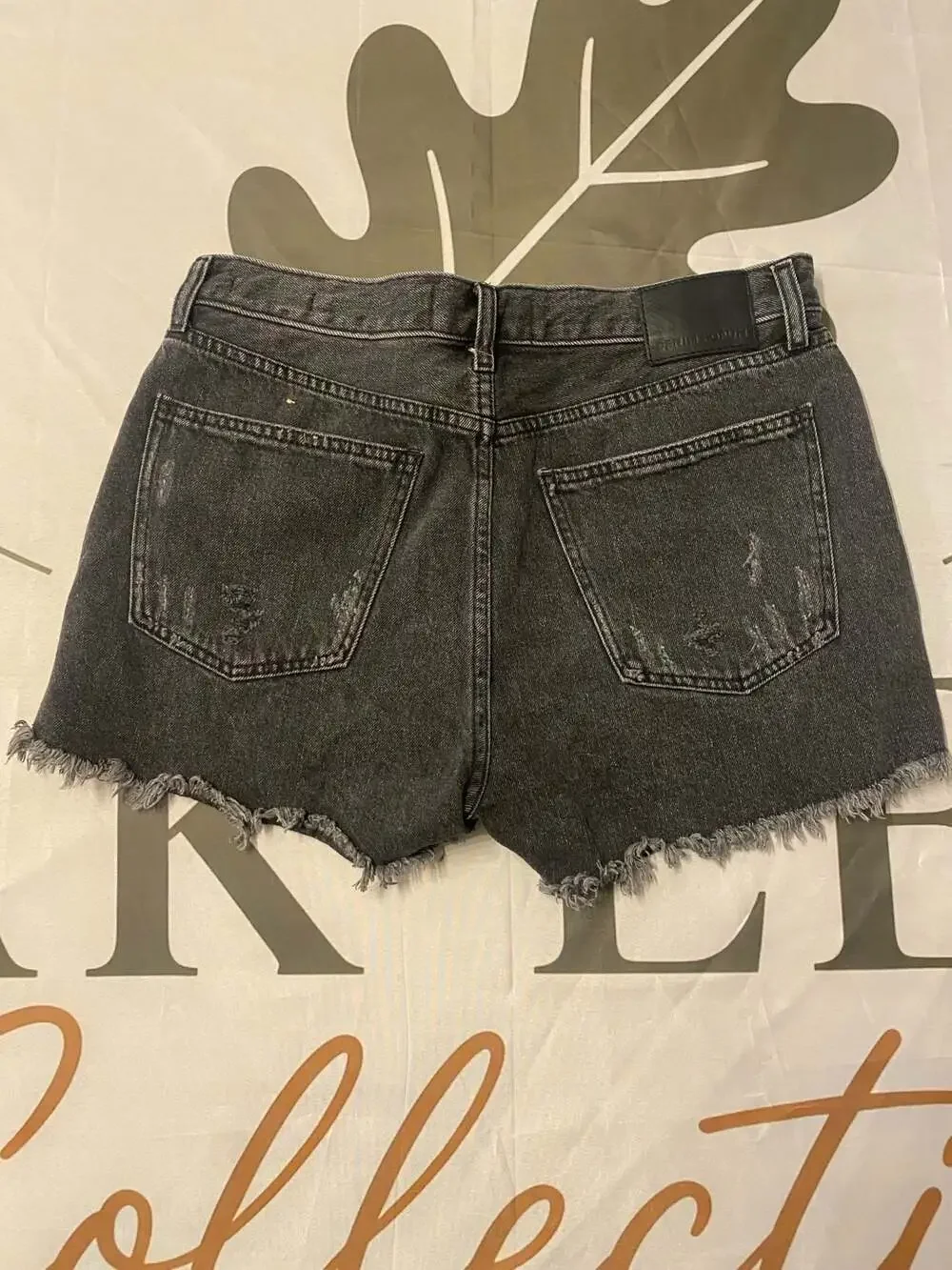 Denim Forum The Ex Boyfriend Short Black Distressed Raw Hem Denim Shorts