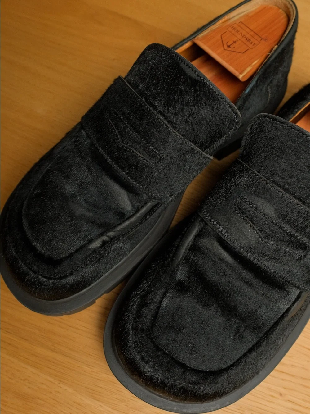 Maison Margiela Calf Hair Pony Hair Lug Sole Loafers Black Size 42