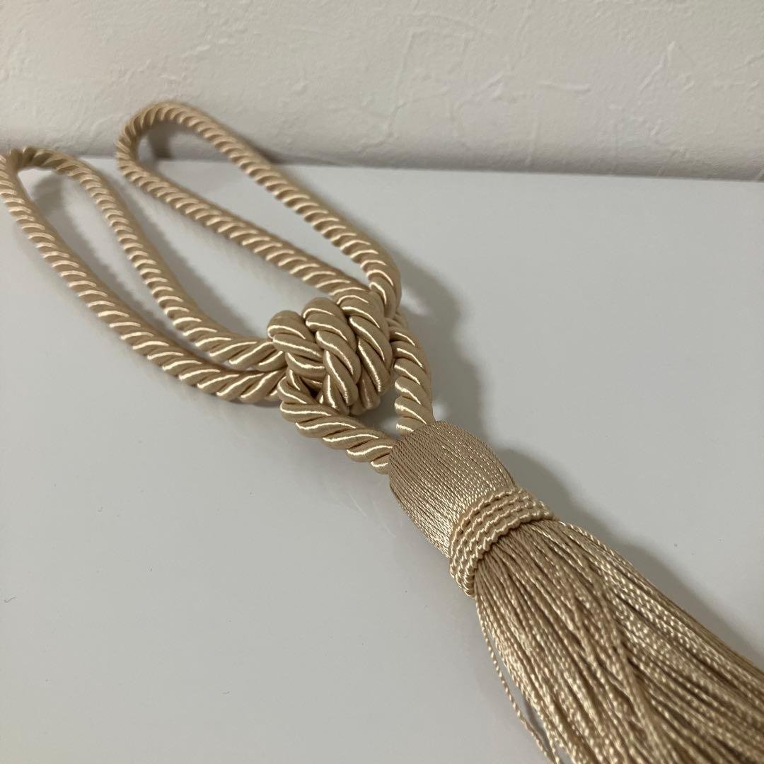 Curtain Tiebacks with Tassels, Gold Beige
